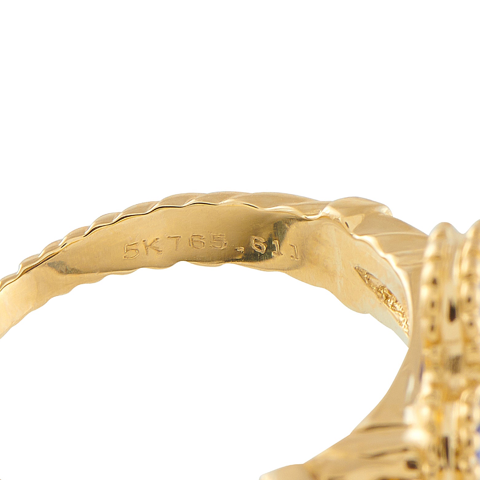 Van Cleef & Arpels Alhambra 18K Yellow Gold Diamond and Lapis Lazuli Ring