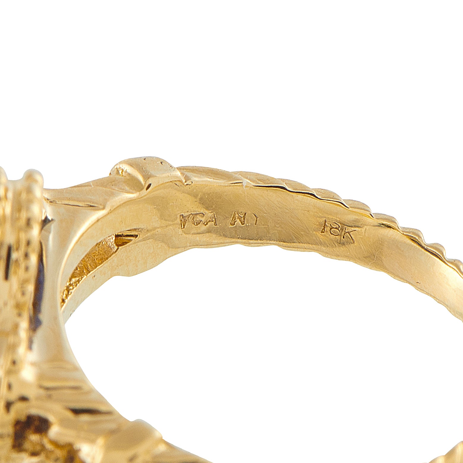 Van Cleef & Arpels Alhambra 18K Yellow Gold Diamond and Lapis Lazuli Ring