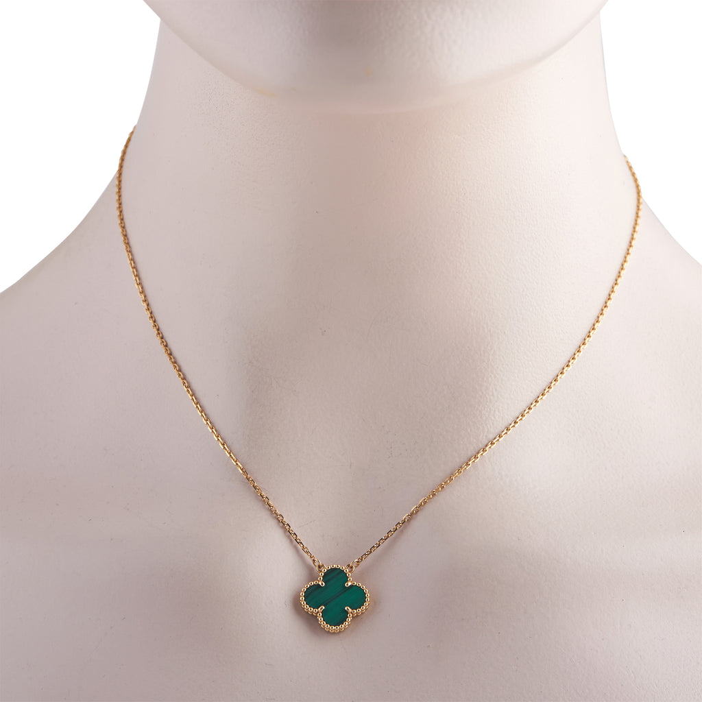 Van Cleef & Arpels Alhambra 18K Yellow Gold Malachite Pendant