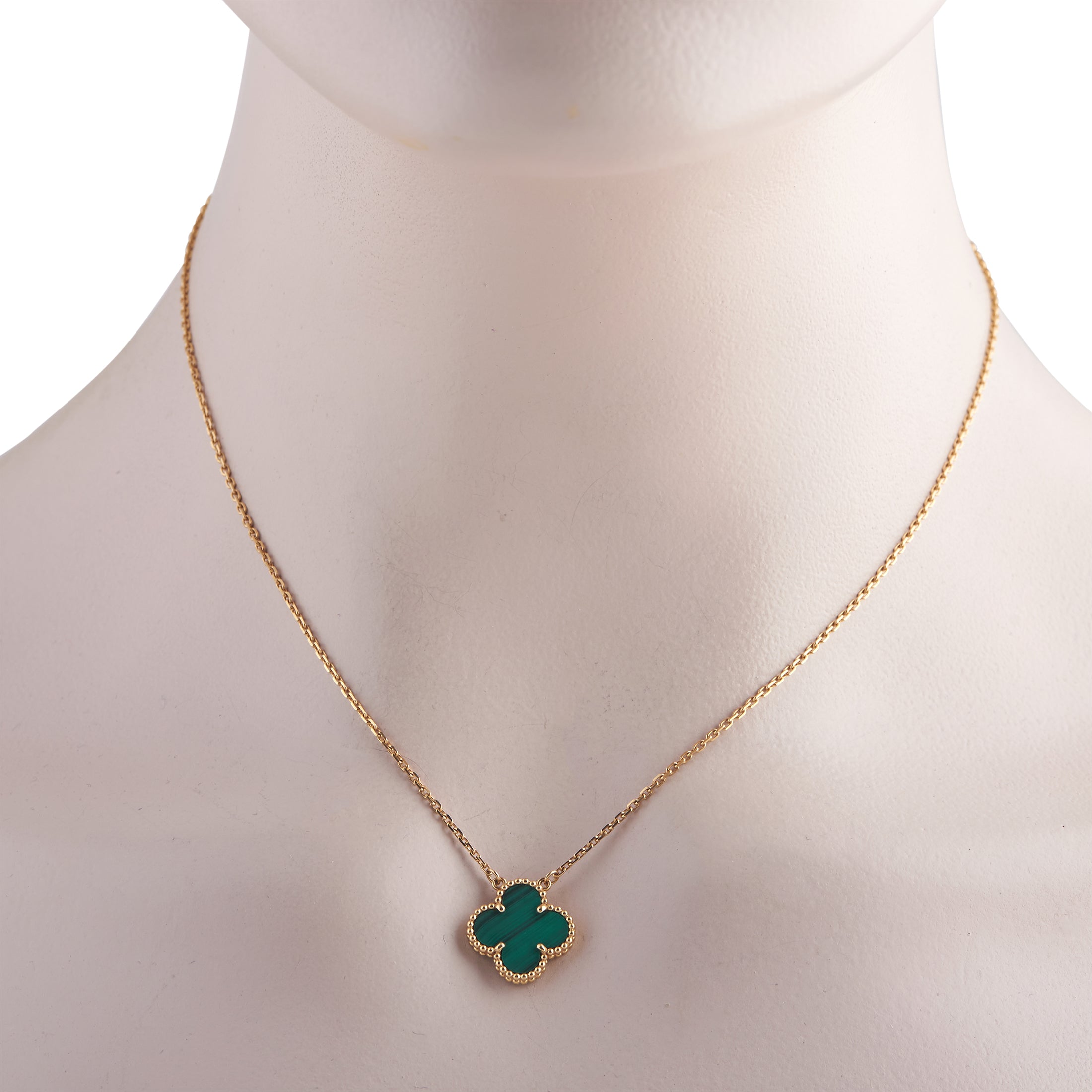 Van Cleef & Arpels Alhambra 18K Yellow Gold Malachite Pendant