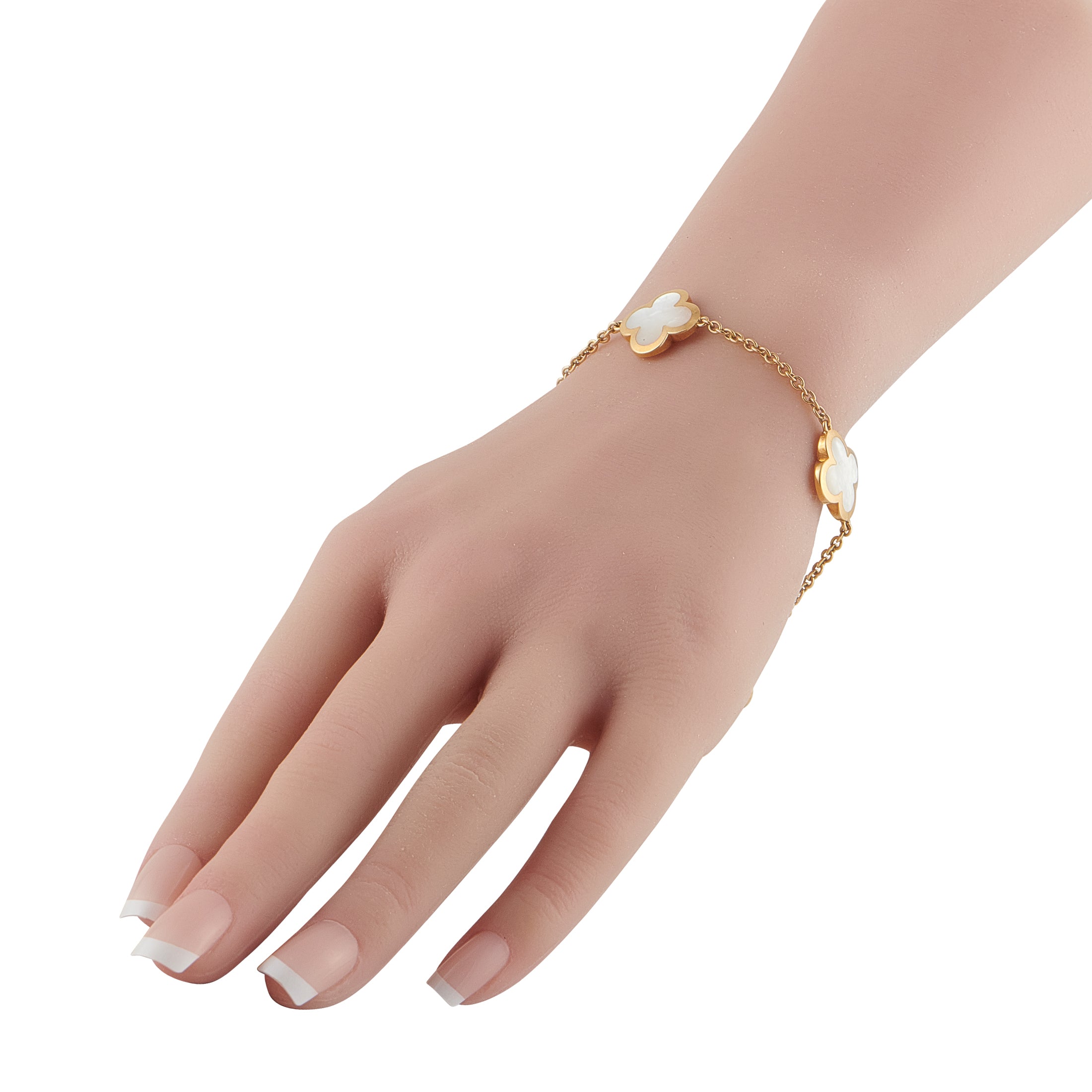VAN CLEEF & ARPELS Van Cleef & Arpels Alhambra 18K Yellow Gold Mother of Pearl Bracelet