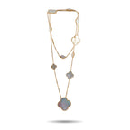 Van Cleef & Arpels Alhambra 18K Yellow Gold Mother of Pearl 11-Motif Necklace