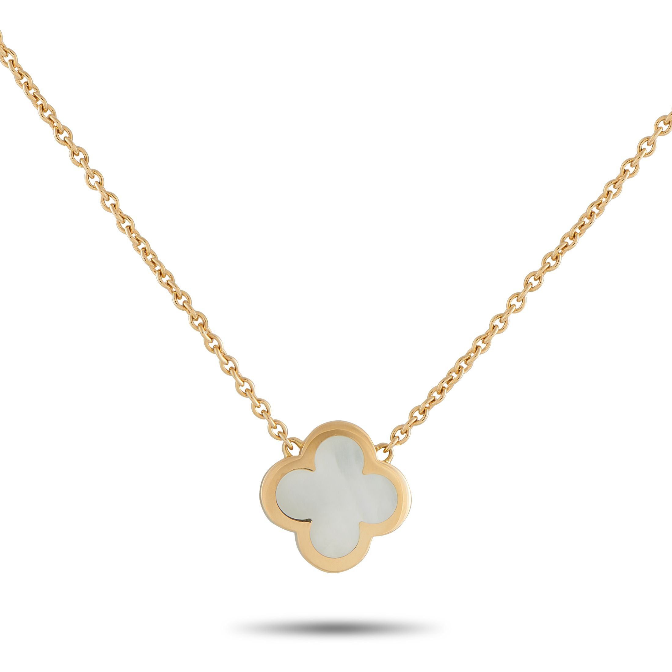Van Cleef & ArpelsVan Cleef & Arpels Pure Alhambra 18K Yellow Gold Mother of Pearl Necklace #4910 – Like all pieces from the 