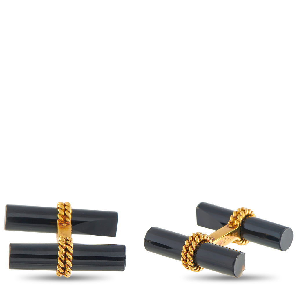Van Cleef & Arpels cufflinks: dark onyx bars with 18K yellow gold chain links