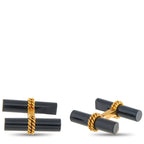Van Cleef & Arpels cufflinks: dark onyx bars with 18K yellow gold chain links