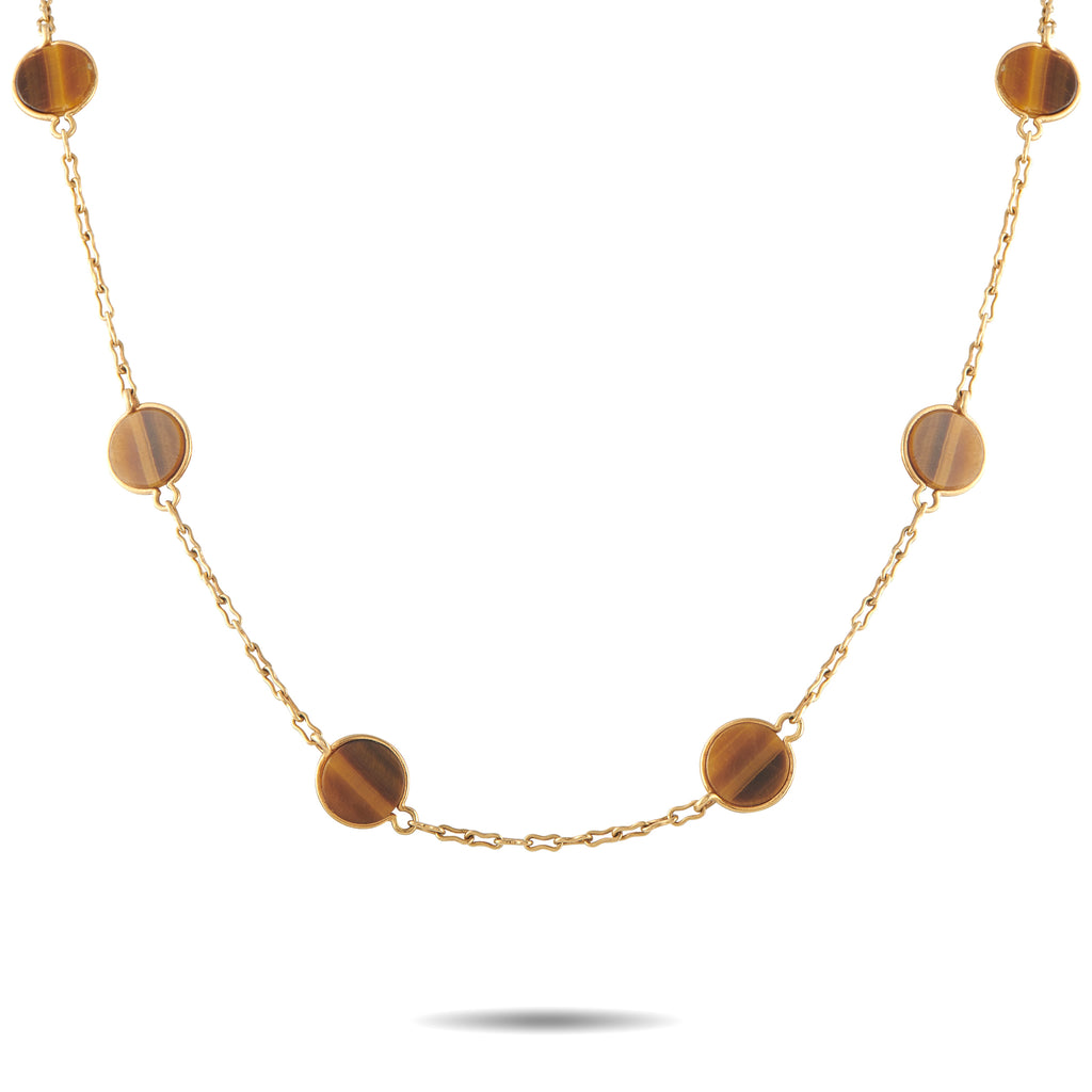 Van Cleef & Arpels Vintage 18K Yellow Gold Tiger Eye Necklace