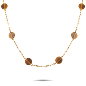 Van Cleef & Arpels Vintage 18K Yellow Gold Tiger Eye Necklace