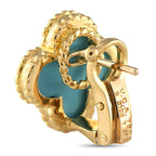 Van Cleef & Arpels Alhambra 18K Yellow Gold Turquoise Earrings