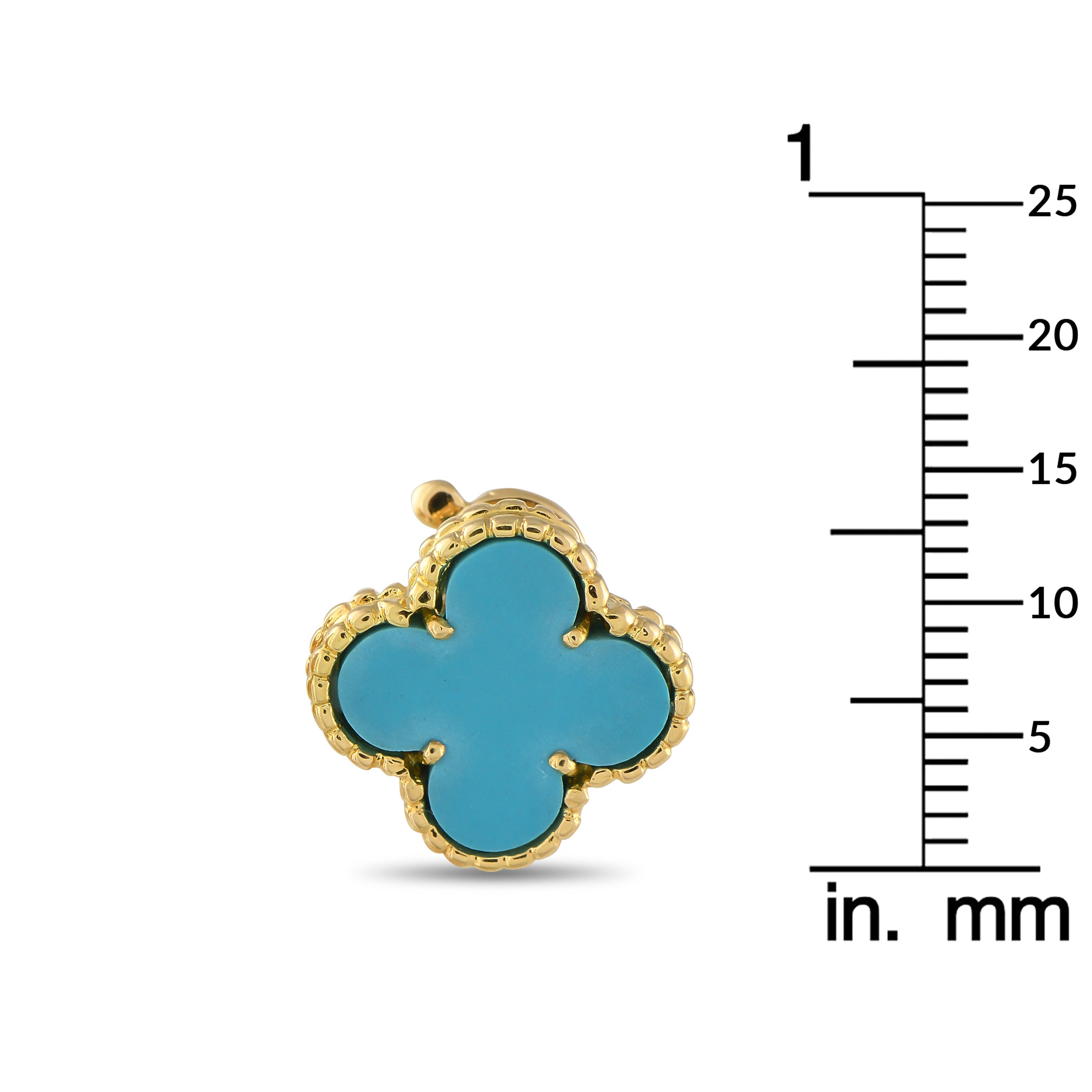 Van Cleef & Arpels Alhambra 18K Yellow Gold Turquoise Earrings