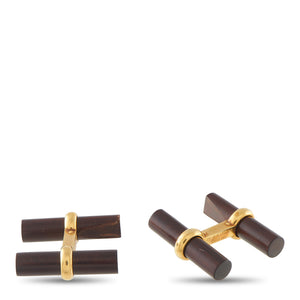 Van Cleef & Arpels 18K Yellow Gold Wood Cufflinks