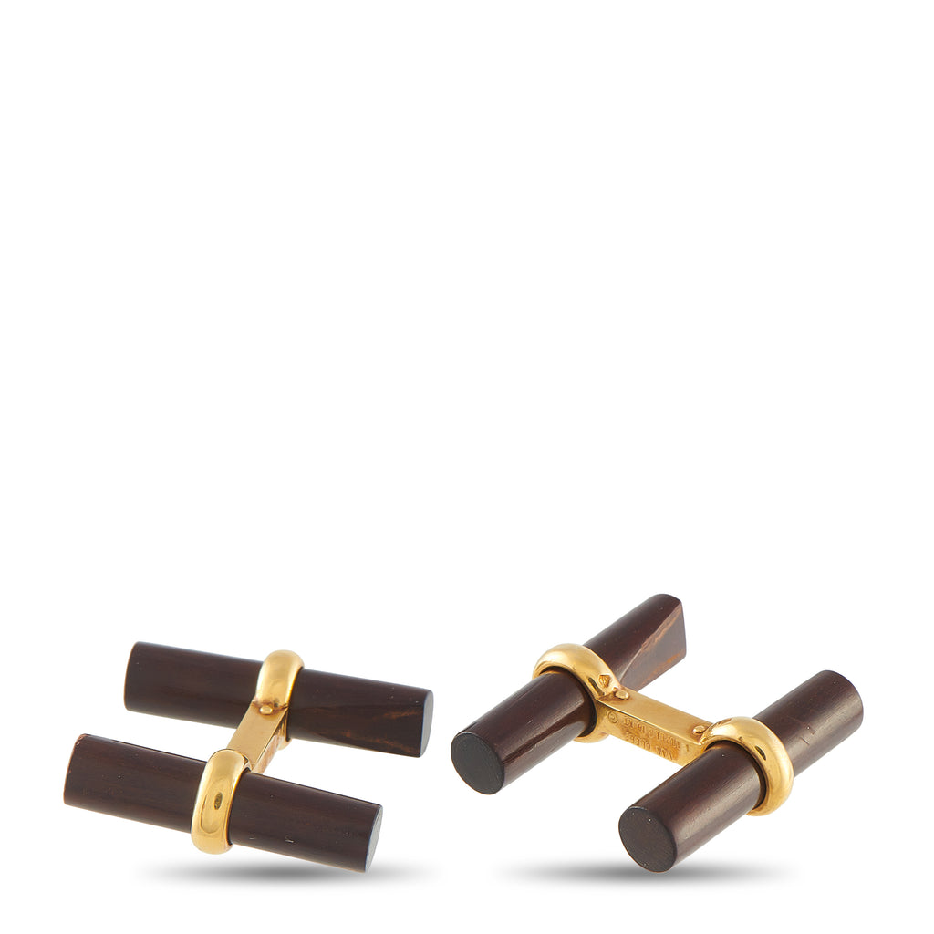 Van Cleef & Arpels 18K Yellow Gold Wood Cufflinks