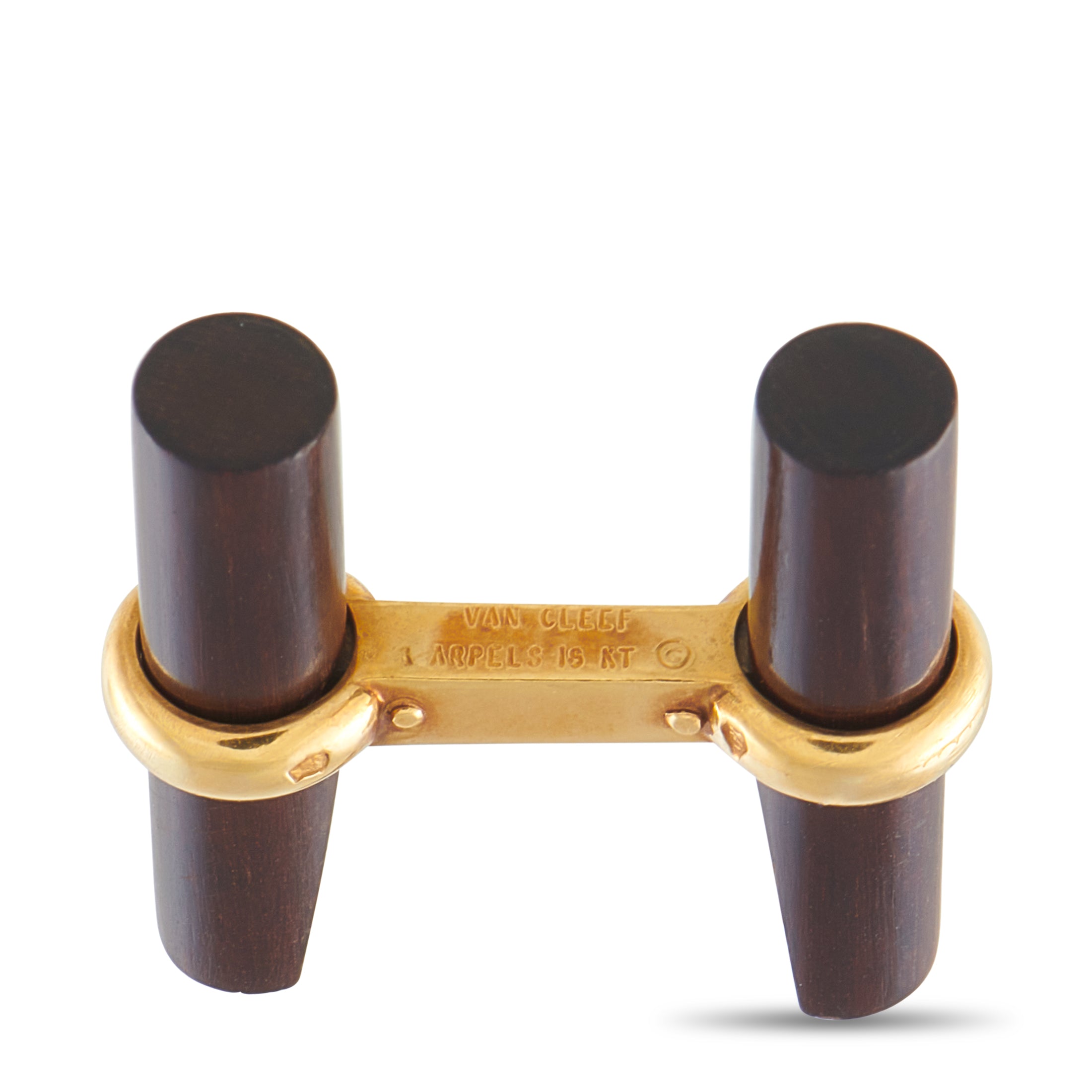 Van Cleef & Arpels 18K Yellow Gold Wood Cufflinks