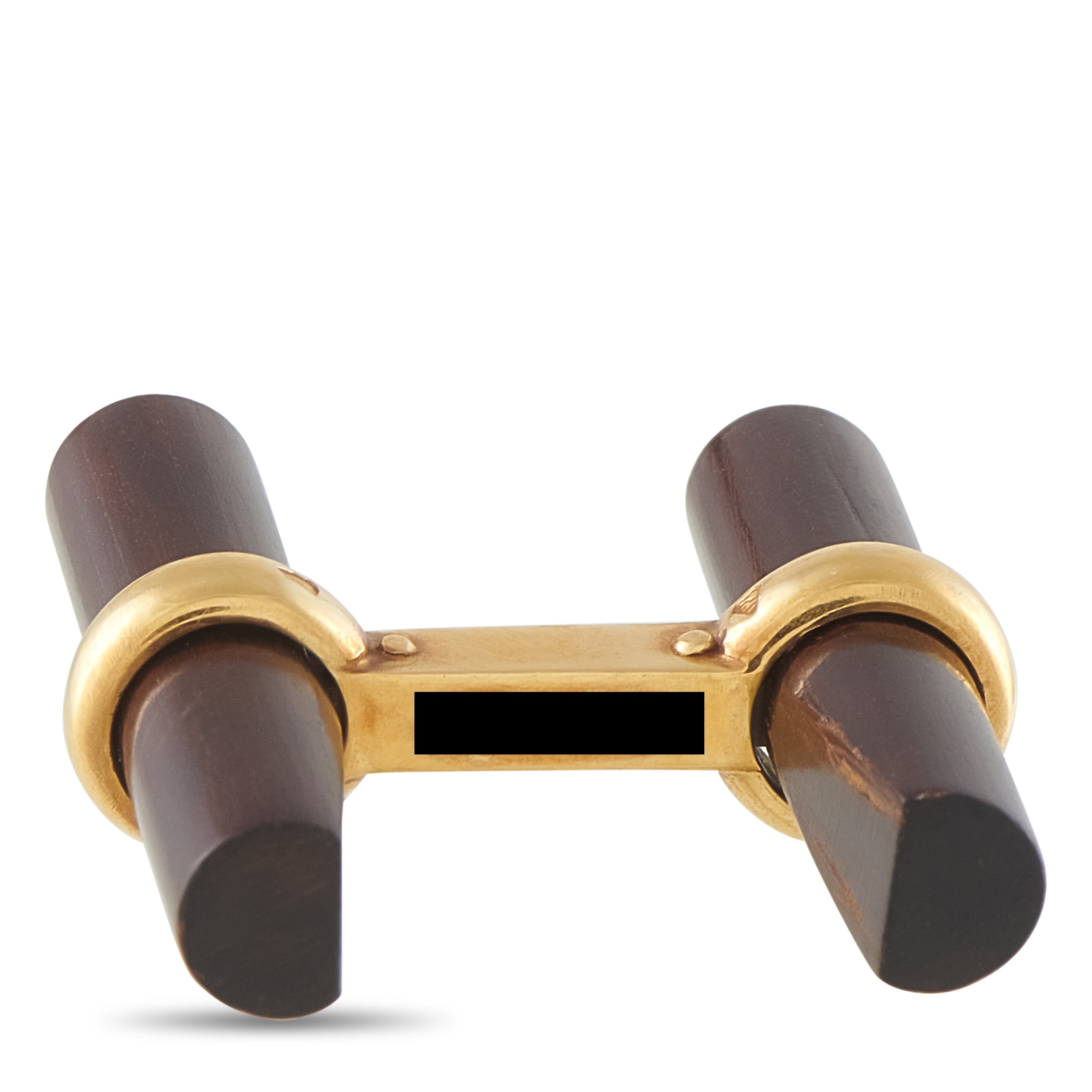 Van Cleef & Arpels 18K Yellow Gold Wood Cufflinks