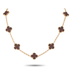 Van Cleef & Arpels Vintage Alhambra 18K Rose Gold Letterwood 10-Motif Necklace – This Van Cleef & Arpels Alhambra necklace of