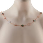 Van Cleef & Arpels Alhambra 18K Rose Gold 4.83ct Diamond and Mother of Pearl 20-Motif Necklace