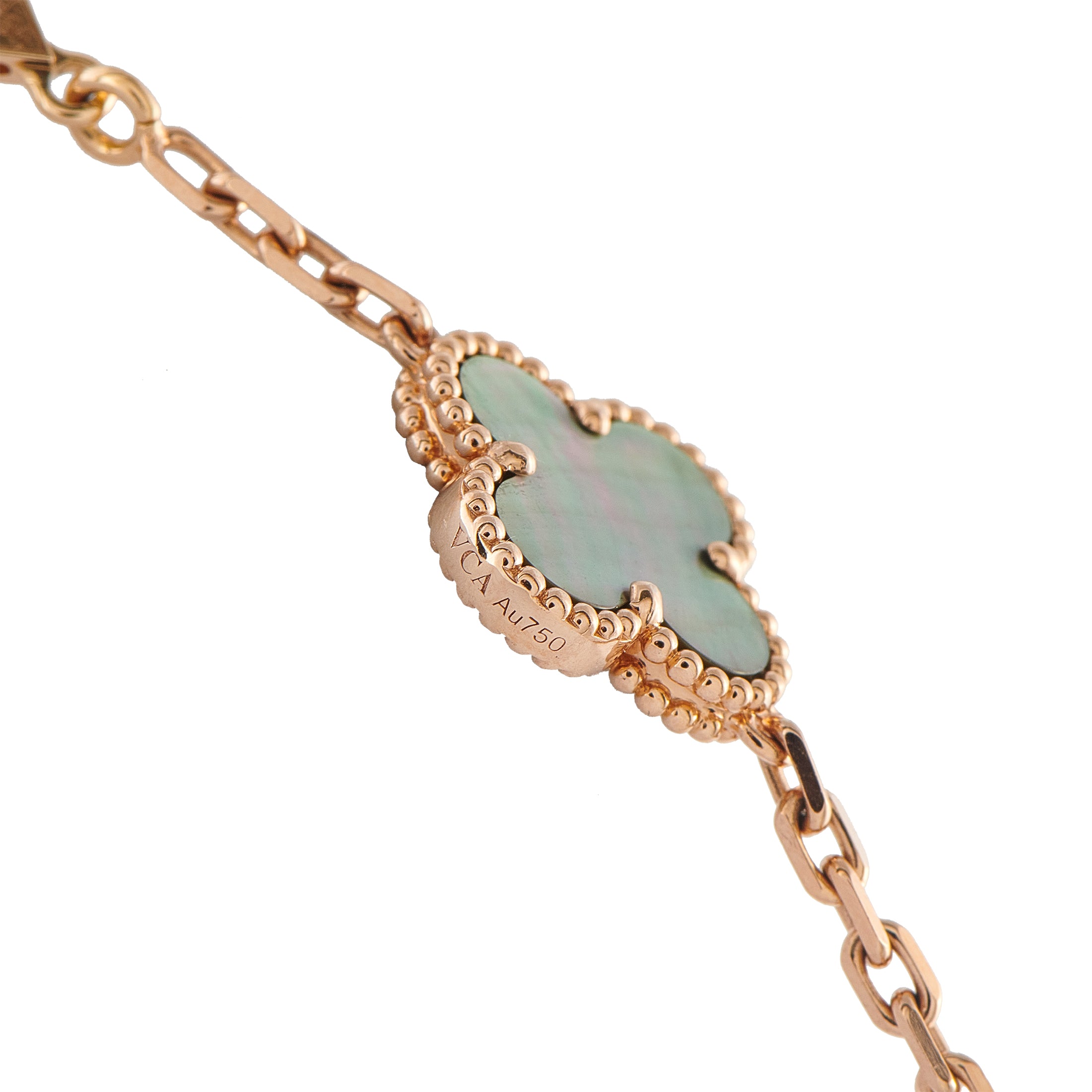 Van Cleef & Arpels Alhambra 18K Rose Gold 4.83ct Diamond and Mother of Pearl 20-Motif Necklace