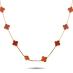 Van Cleef & Arpels Alhambra 18K Yellow Gold Carnelian 20-Motif Long Necklace