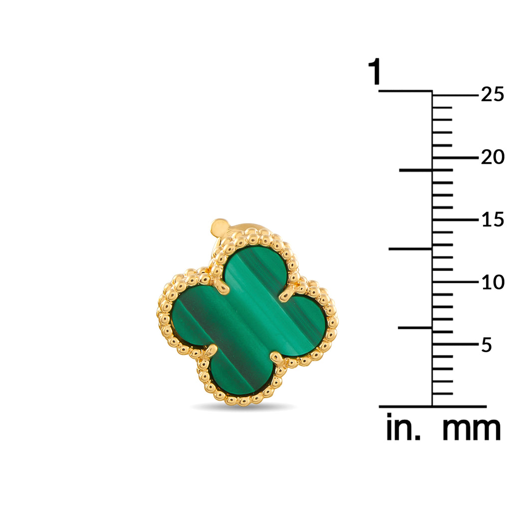 Van Cleef & Arpels Alhambra 18K Yellow Gold Malachite Earrings