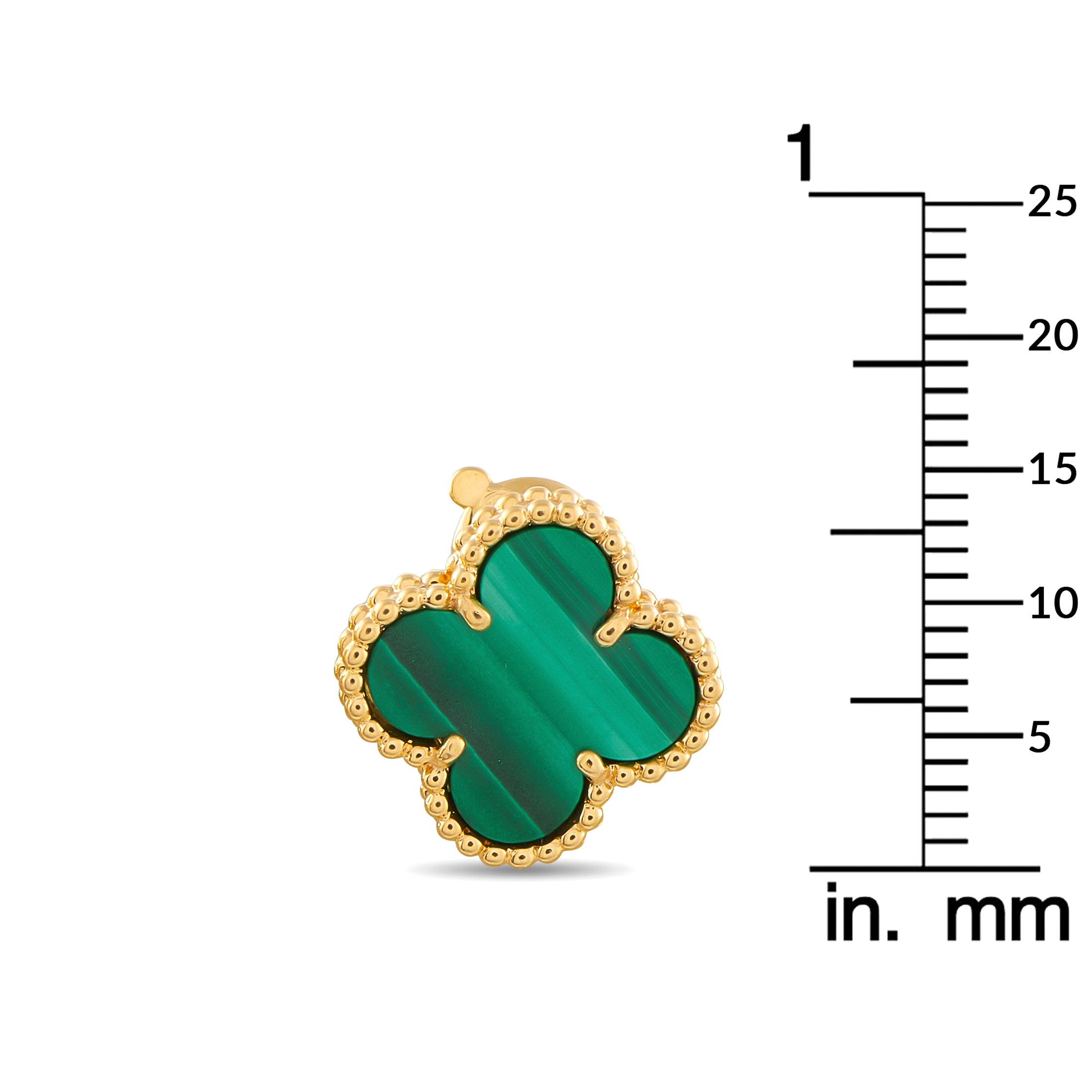 Van Cleef & Arpels Alhambra 18K Yellow Gold Malachite Earrings