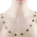 Van Cleef & Arpels Alhambra 18K Yellow Gold Malachite 20-Motif Necklace