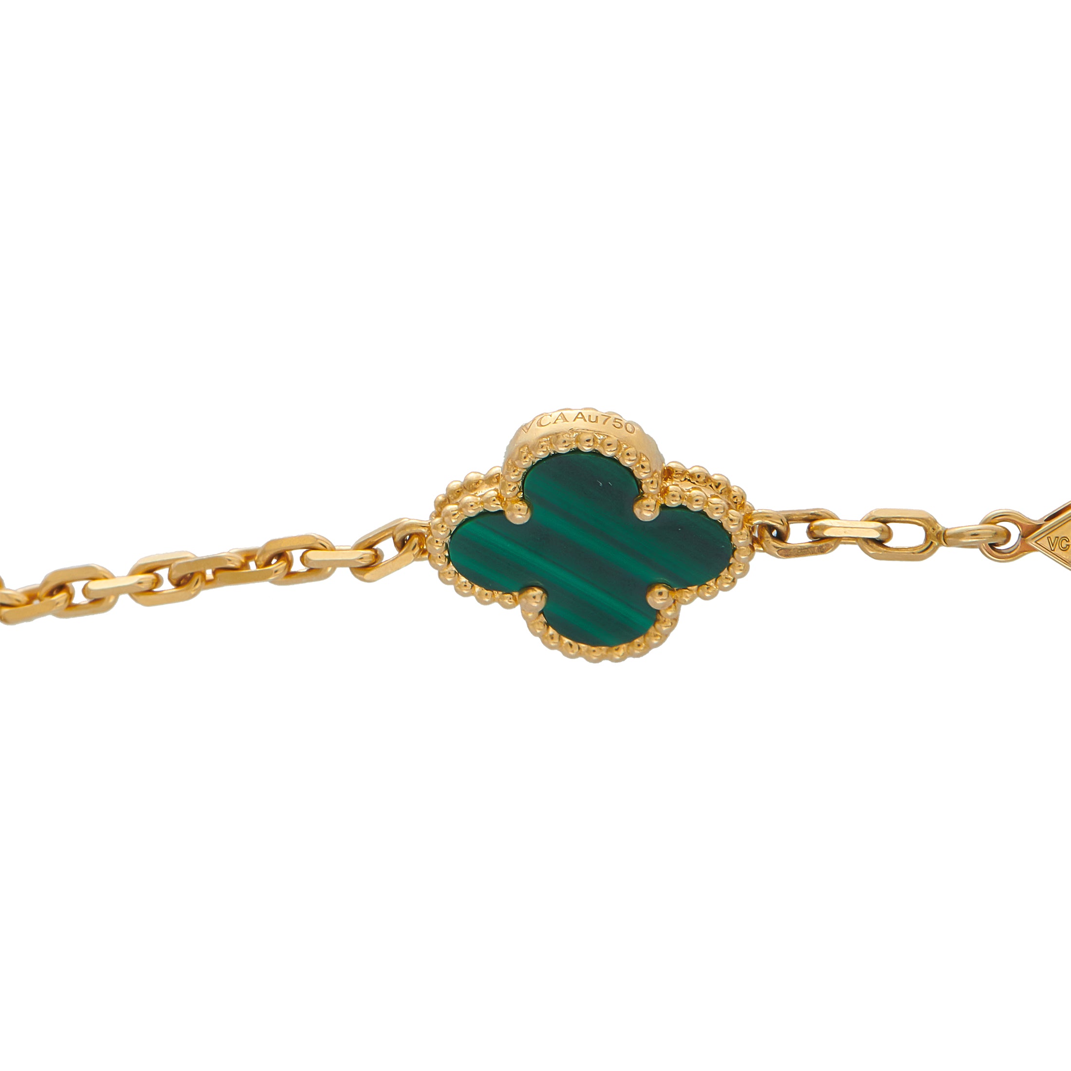 Van Cleef & Arpels Alhambra 18K Yellow Gold Malachite 20-Motif Necklace