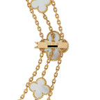 18K yellow gold clover pendant necklace with mother-of-pearl motif and VCA 750 tag