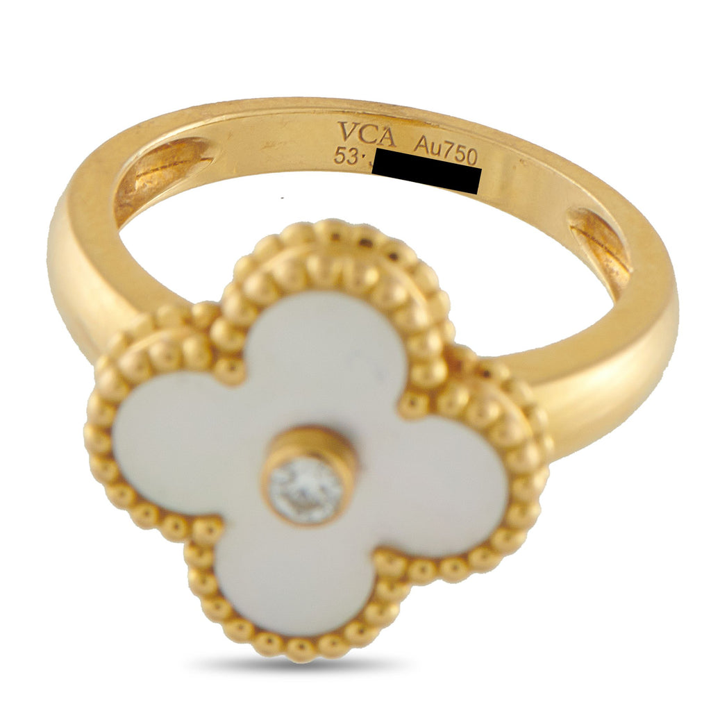 Van Cleef & Arpels Van Cleef & Arpels Vintage Alhambra 18K Yellow Gold Mother of Pearl Ring