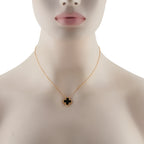 Van Cleef & Arpels Alhambra 18K Yellow Gold Onyx Necklace