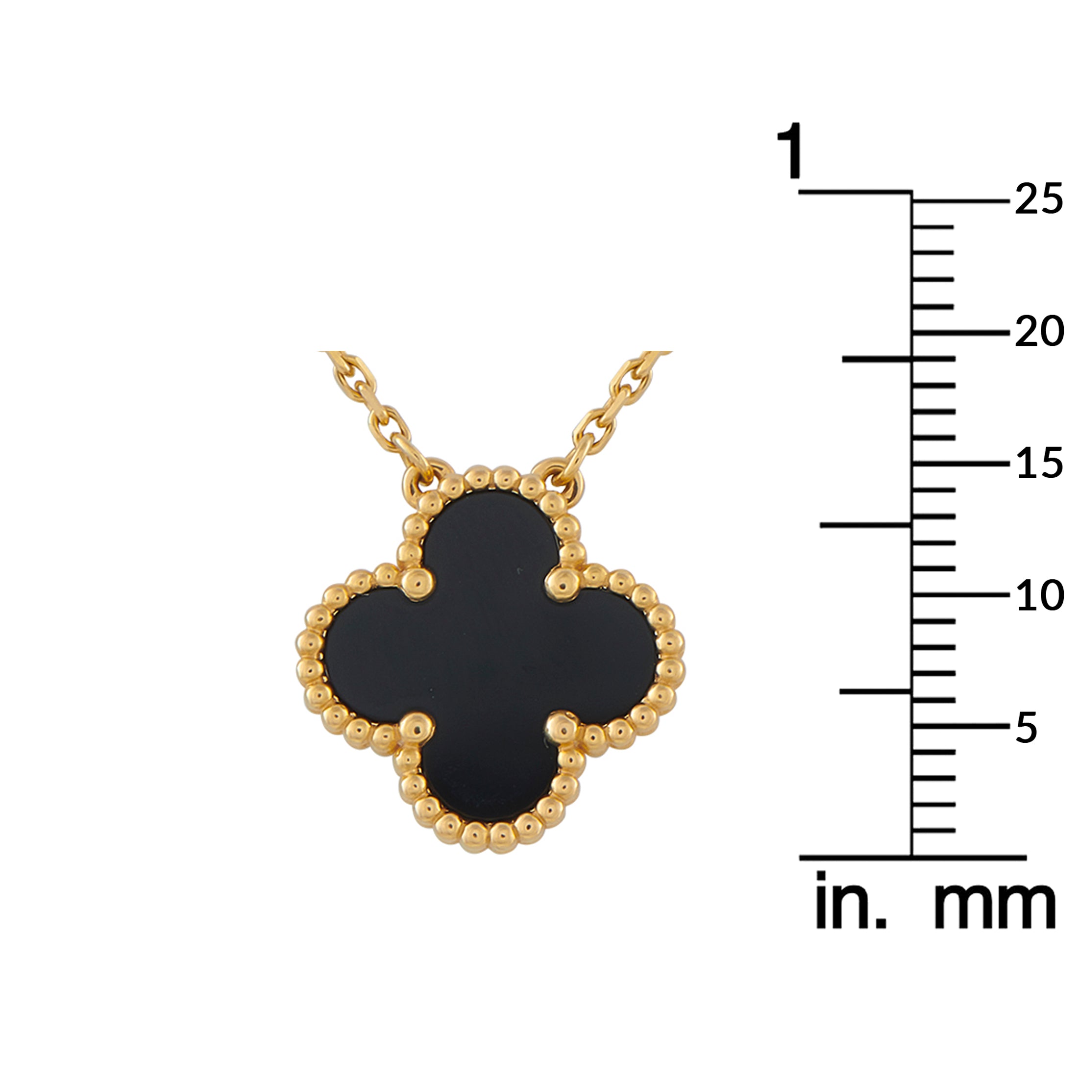 Van Cleef & Arpels Alhambra 18K Yellow Gold Onyx Necklace
