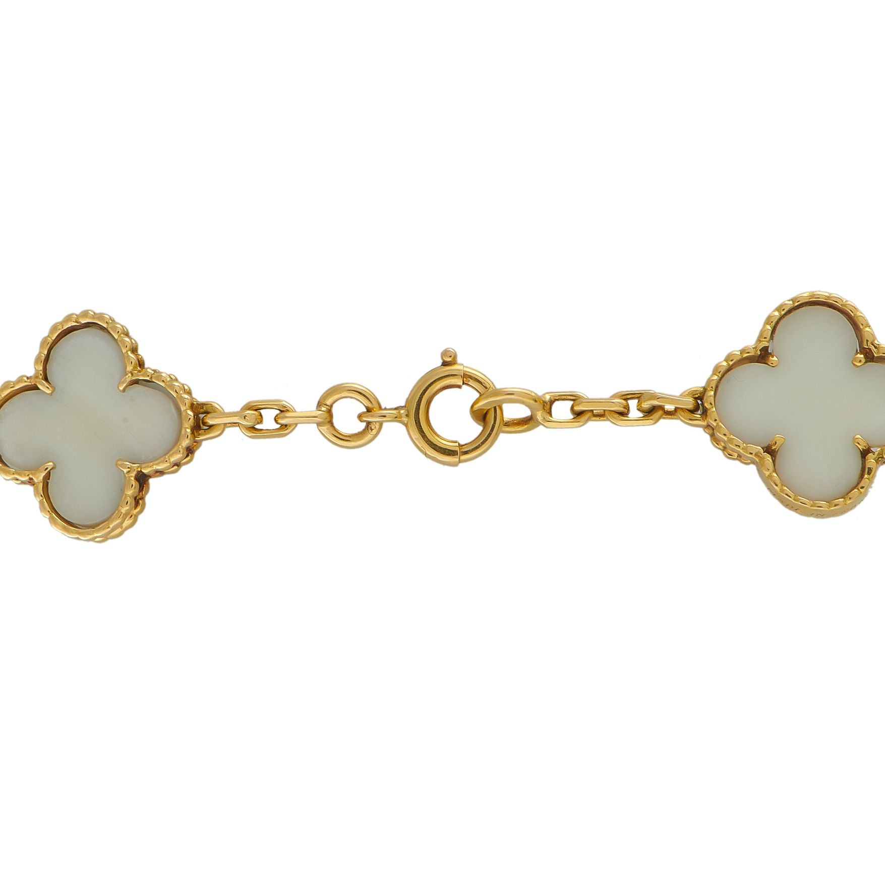 Van Cleef & Arpels Van Cleef & Arpels Vintage Alhambra 18K Yellow Gold White Coral 20-Motif Necklace