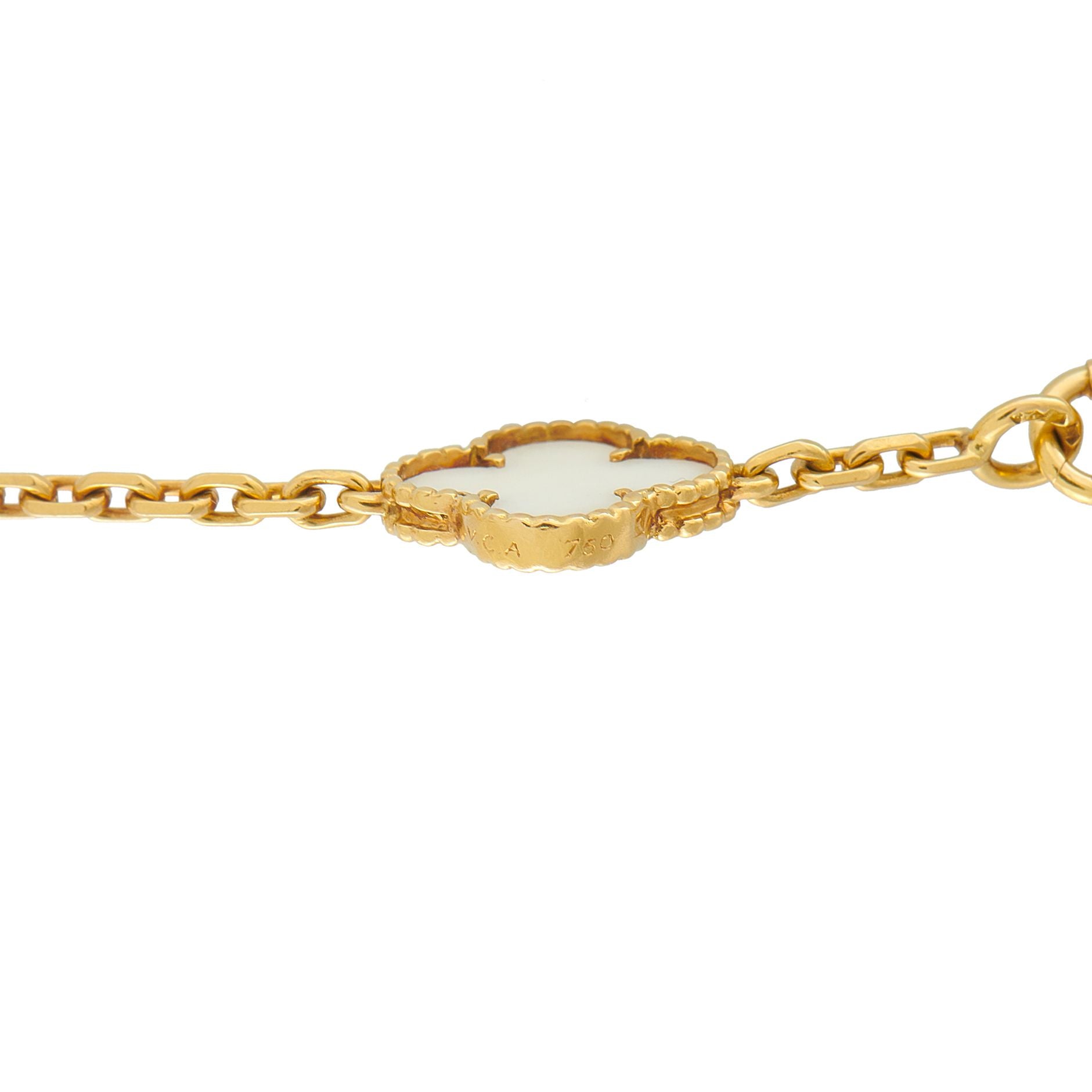 Van Cleef & Arpels Van Cleef & Arpels Vintage Alhambra 18K Yellow Gold White Coral 20-Motif Necklace