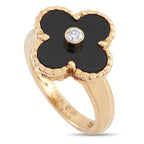 Van Cleef & ArpelsVan Cleef & Arpels 18K Yellow Gold Alhambra Onyx Diamond Ring VC15-031725 – With the Alhambra design that h