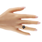 Van Cleef & Arpels 18K Yellow Gold Alhambra Onyx Diamond Ring
