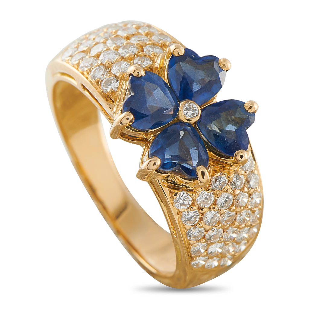 Van Cleef & Arpels Antoinette 18K Yellow Gold 0.55ct Diamond and Sapphire Ring