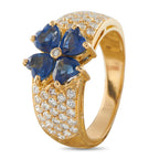Van Cleef & Arpels Antoinette 18K Yellow Gold 0.55ct Diamond and Sapphire Ring