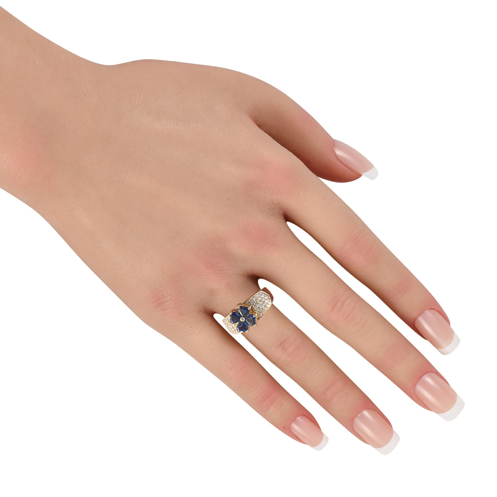 Van Cleef & Arpels Antoinette 18K Yellow Gold 0.55ct Diamond and Sapphire Ring