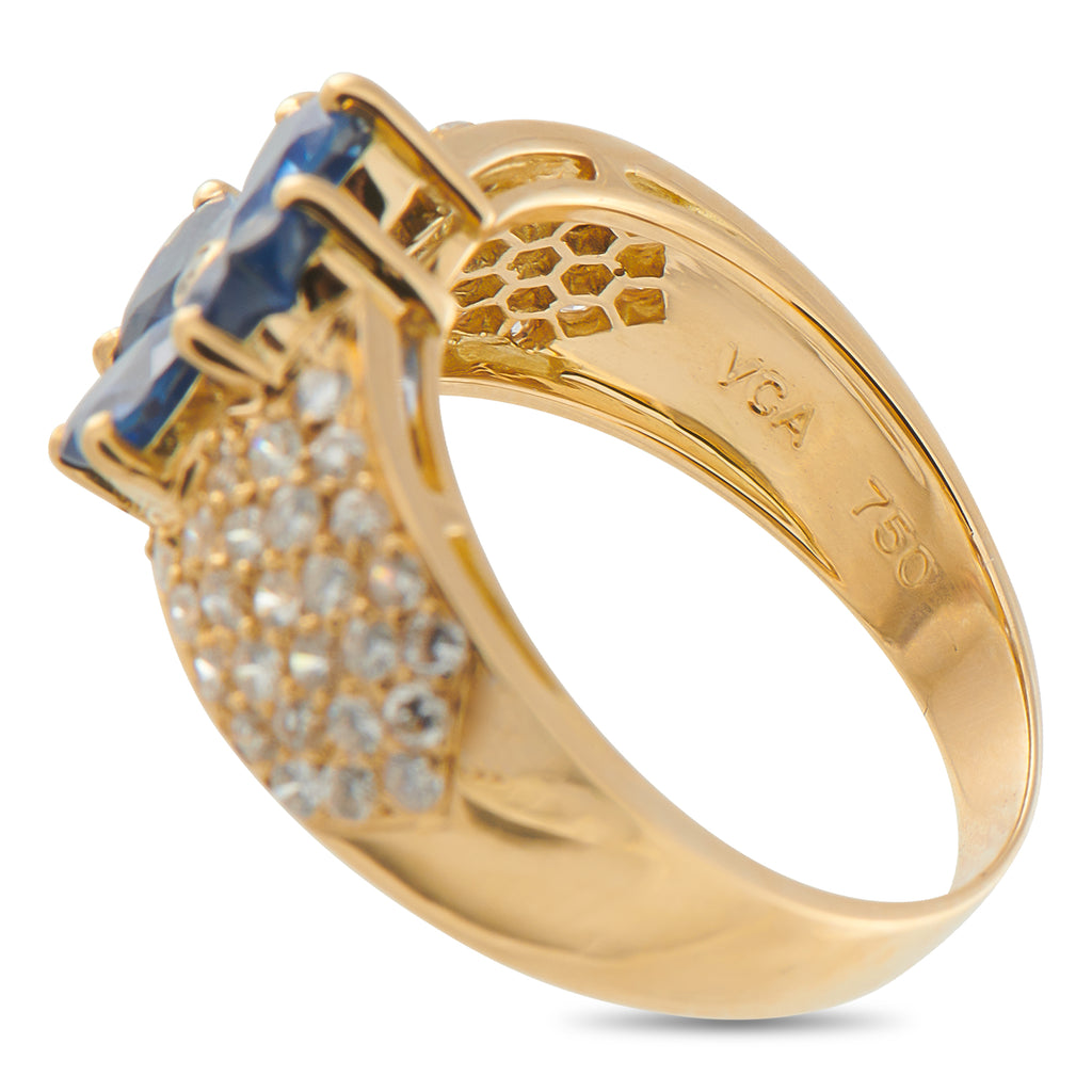 Van Cleef & Arpels Antoinette 18K Yellow Gold 0.55ct Diamond and Sapphire Ring