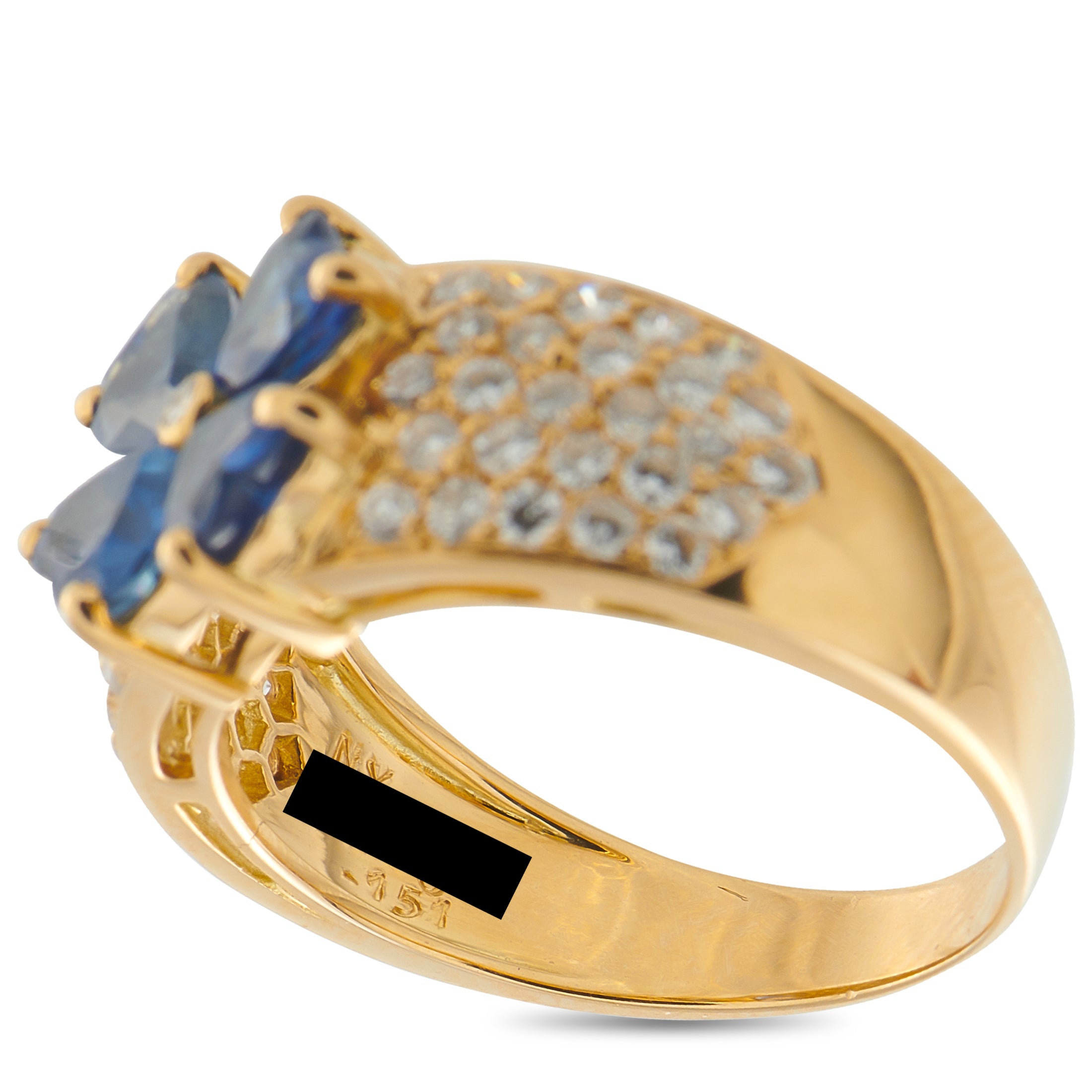 Van Cleef & Arpels Antoinette 18K Yellow Gold 0.55ct Diamond and Sapphire Ring