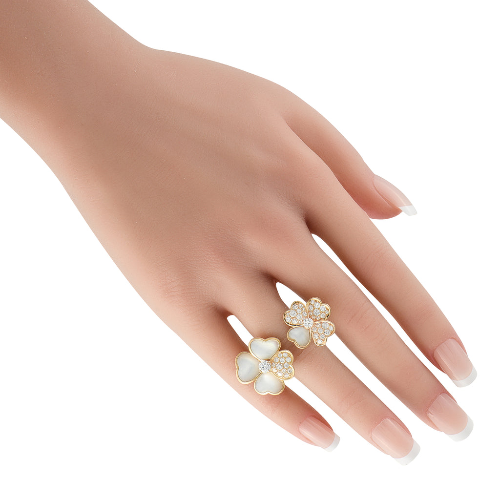 Van Cleef & Arpels Cosmo 18K Rose Gold 1.45ct Diamond and Mother of Pearl Between the Finger Ring