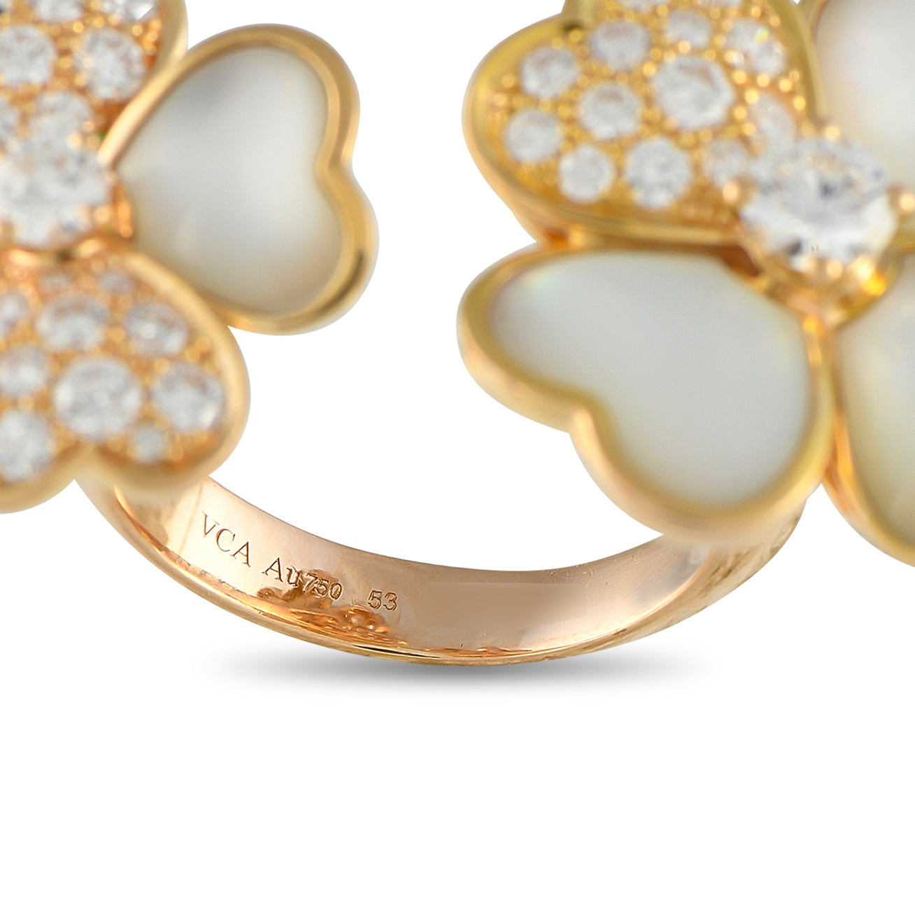 Van Cleef & Arpels Cosmo 18K Rose Gold 1.45ct Diamond and Mother of Pearl Between the Finger Ring