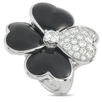 Van Cleef & Arpels Cosmos 18K White Gold Diamond and Onyx Ring – This Van Cleef & Arpels Cosmos ring is instantly eye-catchin
