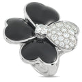 Van Cleef & Arpels Cosmos 18K White Gold Diamond and Onyx Ring