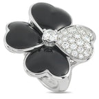 Van Cleef & Arpels Cosmos 18K White Gold Diamond and Onyx Ring