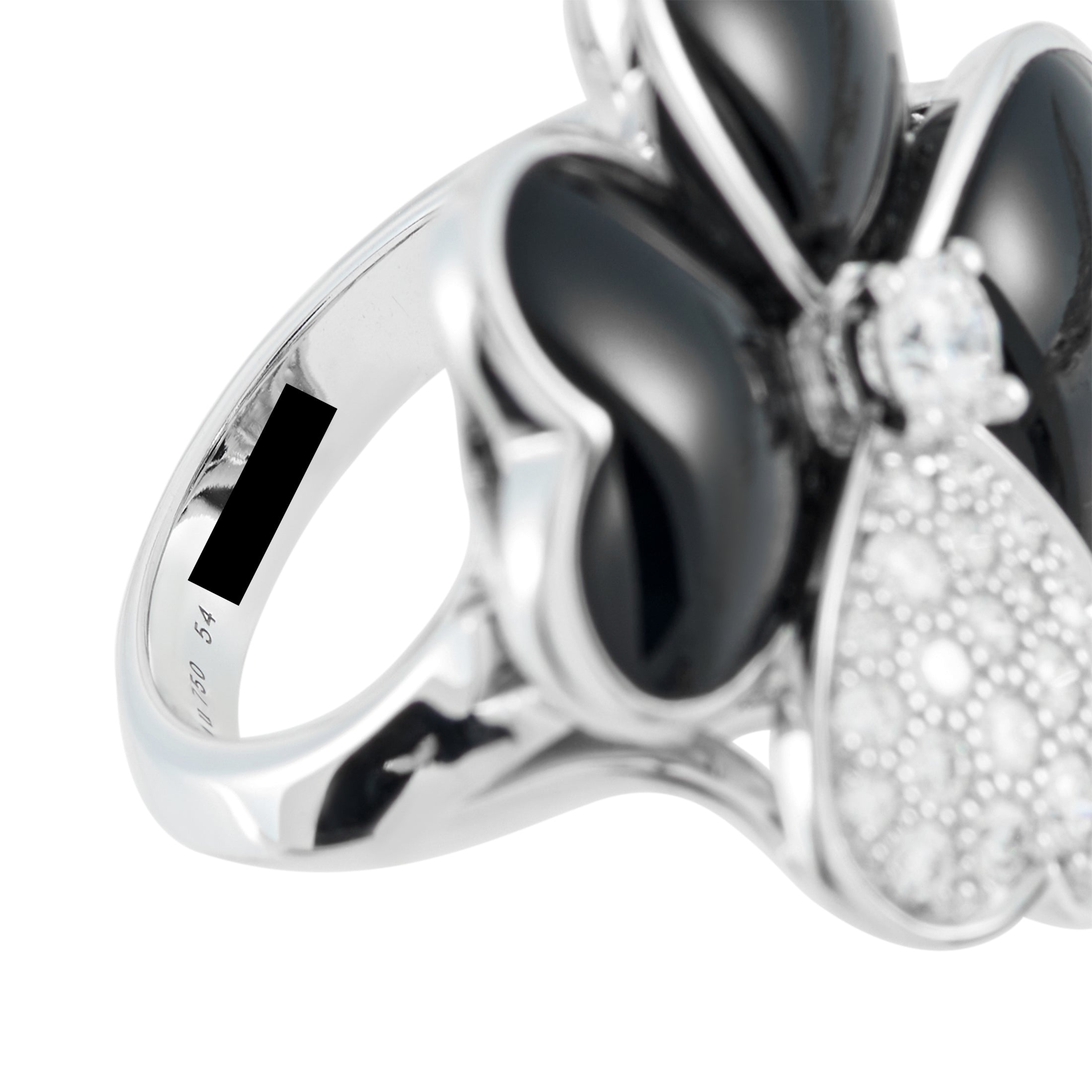 Van Cleef & Arpels Cosmos 18K White Gold Diamond and Onyx Ring