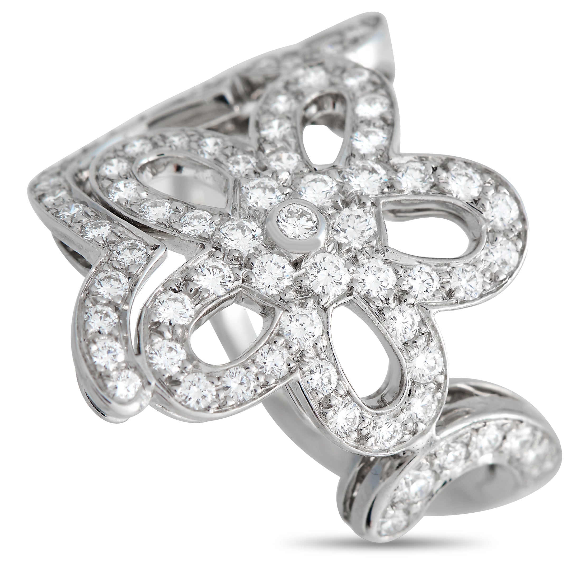 Van Cleef & Arpels 18K White Gold 0.85ct Diamond Flower Lace Cocktail Ring – A beautiful piece to add a touch of glamour to y