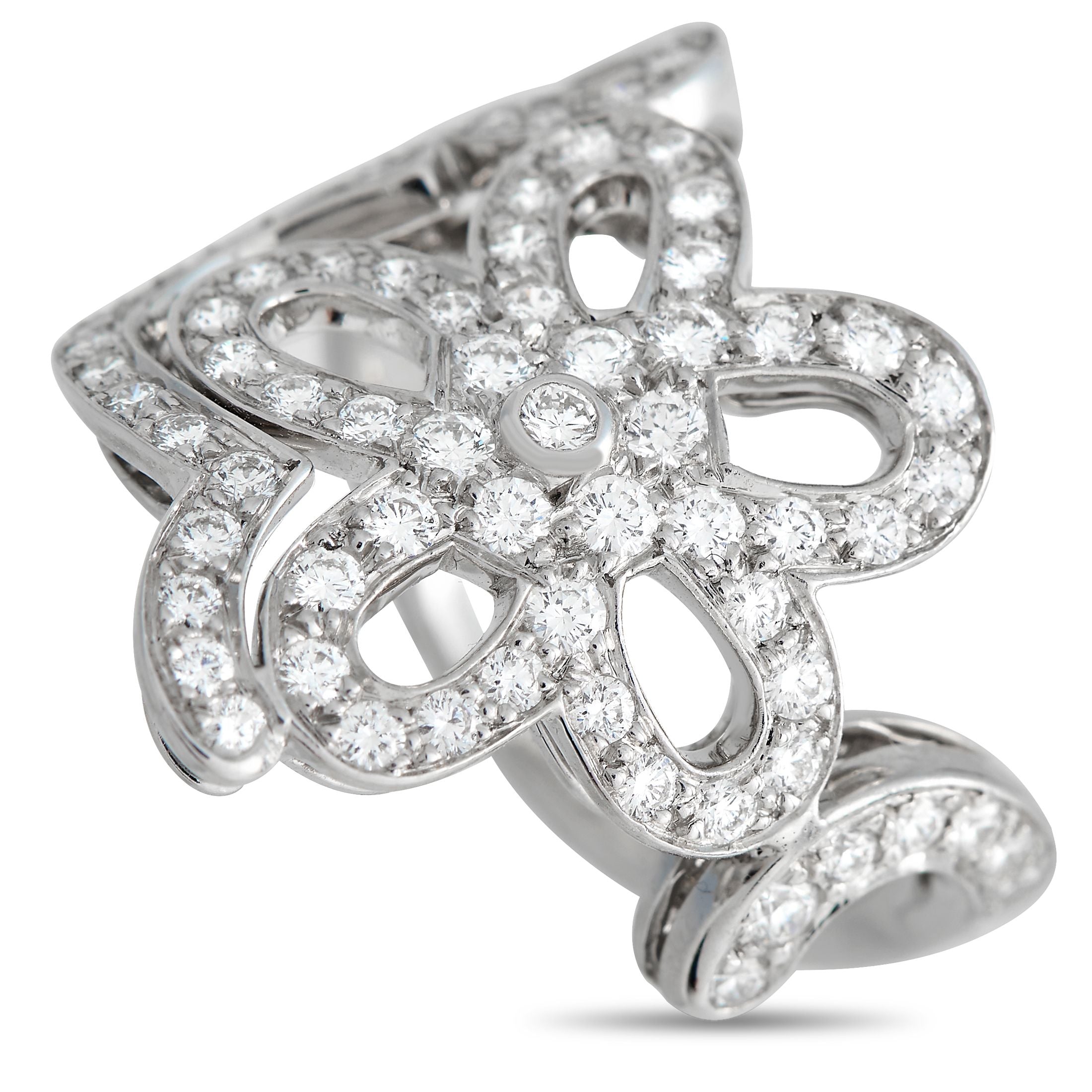 Van Cleef & ArpelsVan Cleef & Arpels 18K White Gold 0.85ct Diamond Flower Lace Cocktail Ring VC02-012224 – A beautiful piece 
