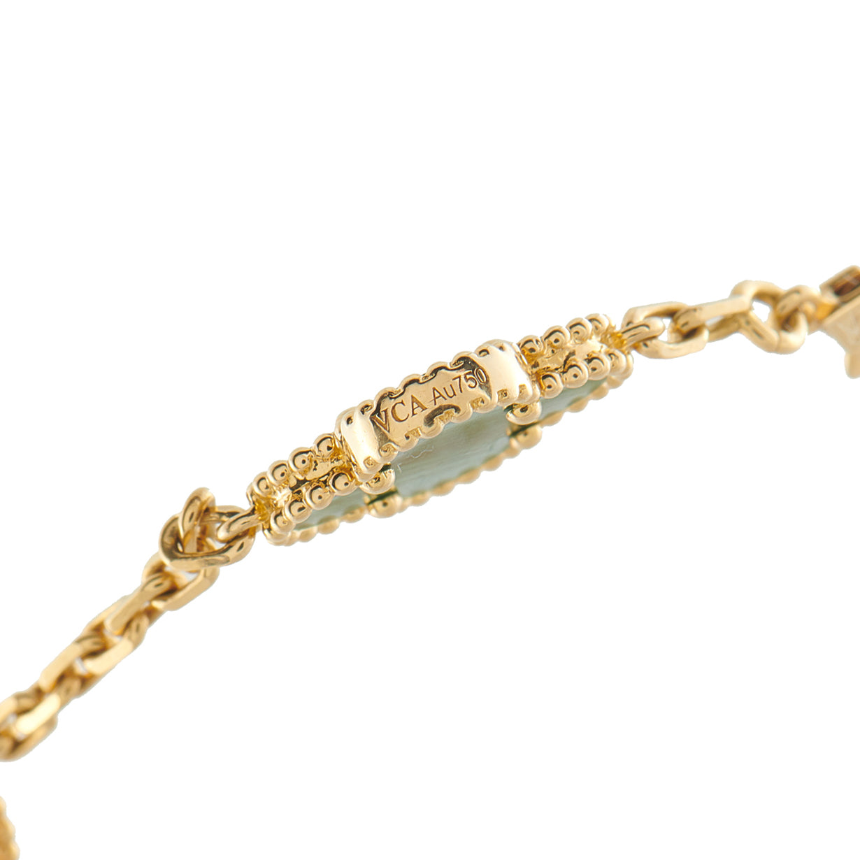 Van Cleef & Arpels Alhambra 18K Yellow Gold Diamond and Malachite Bracelet