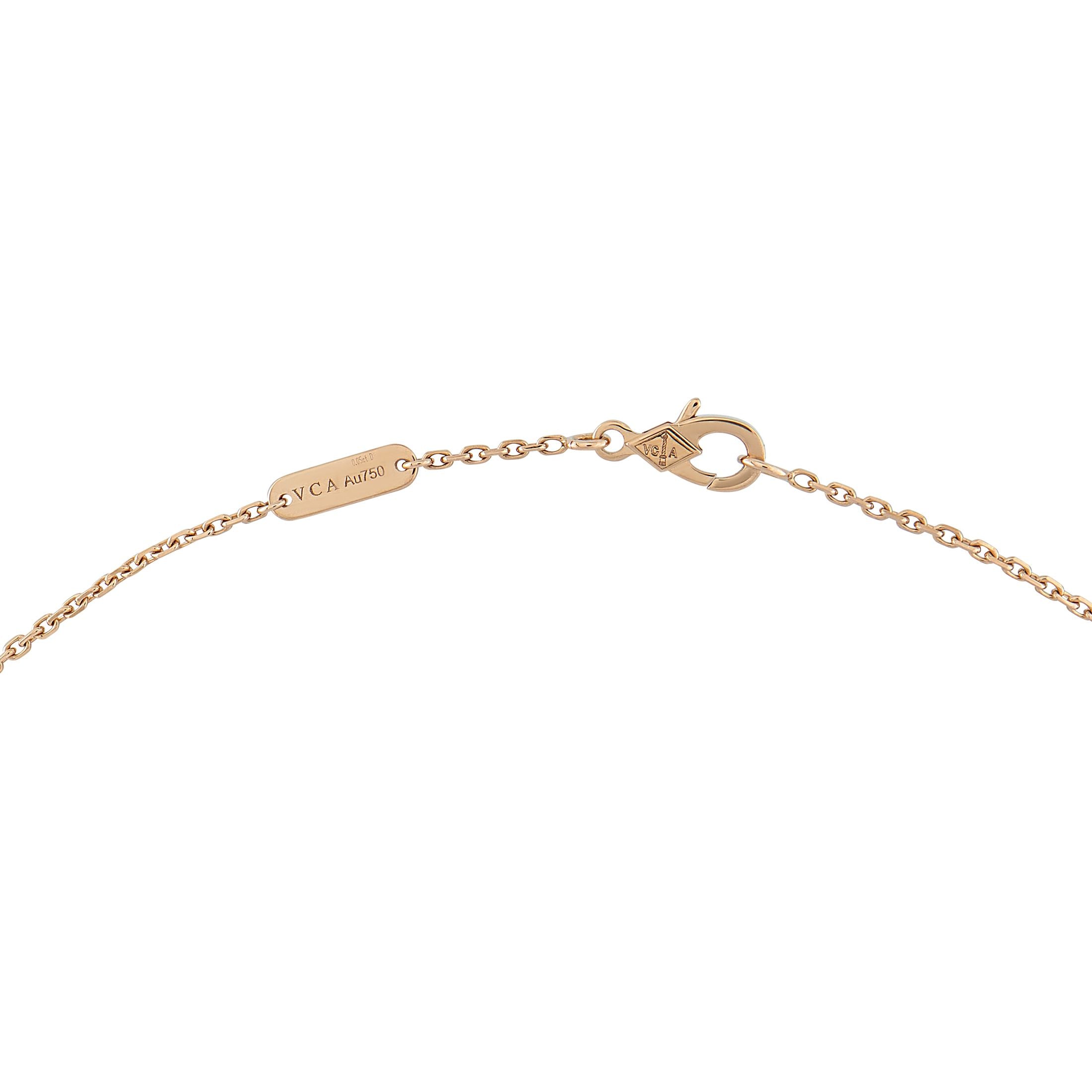 Van Cleef & Arpels Alhambra 18k Rose Gold Diamond and Onyx Holiday Pendant Necklace