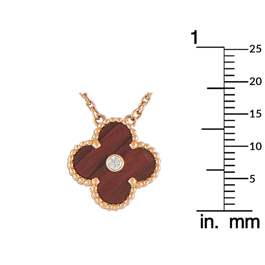 Van Cleef & Arpels Alhambra 18K Rose Gold Diamond and Bulls Eye Holiday Pendant