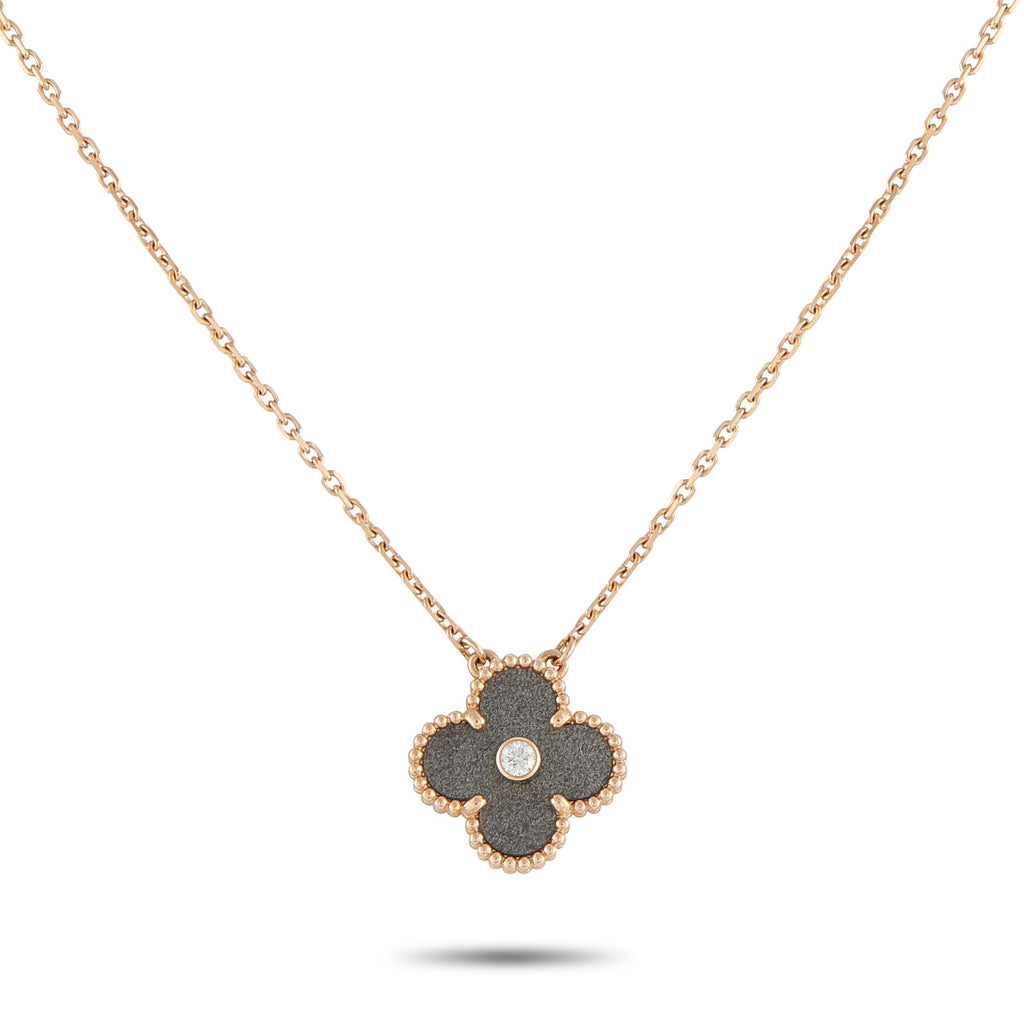 Van Cleef & ArpelsVan Cleef & Arpels Alhambra 18K Rose Gold Obsidian Holiday Pendant Necklace VC11-100725 – As Van Cleef & Ar